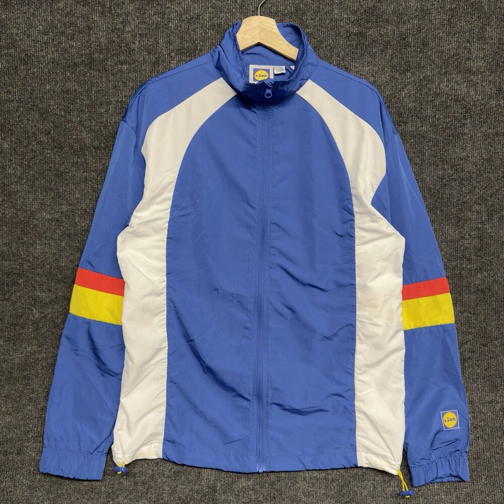 Lidl Windbreaker Jacket Mens Small Blue Track Jacket Colorblock Full Zip Blue